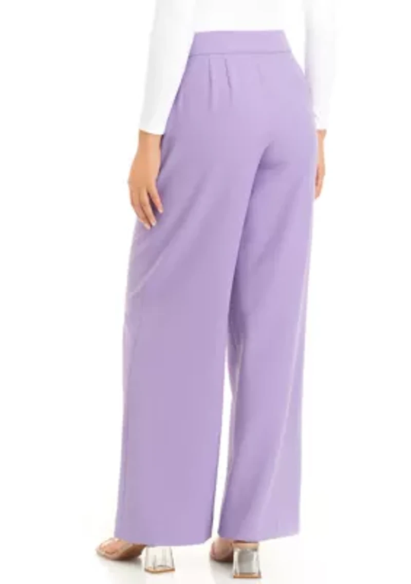 Women's Solid Crepe Wide Leg Pants