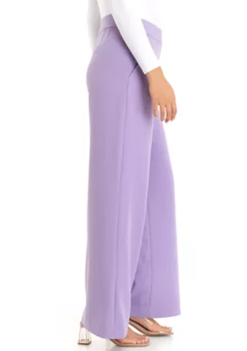 Women's Solid Crepe Wide Leg Pants