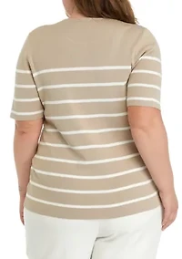 Plus Striped Knit Sweater
