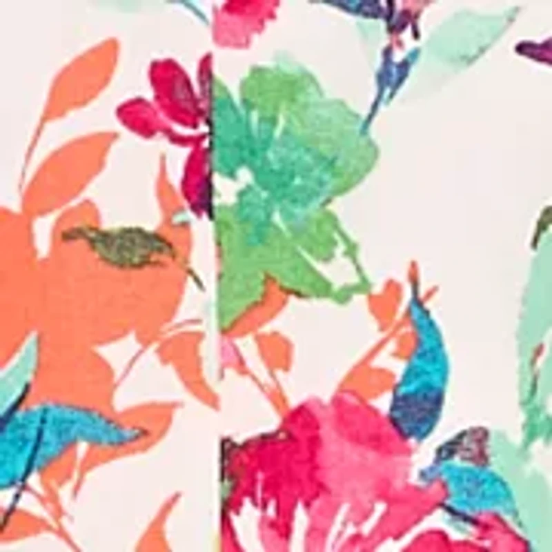 Women's Short Sleeve Border Floral Belted Shirdress