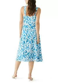 Women's Sweetheart Neck Print Belted Dress