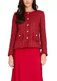 Women's Button Front Bouclé Jacket