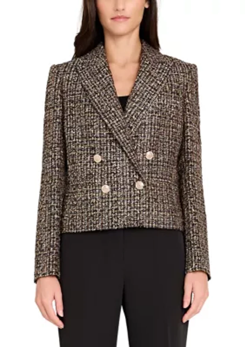 Women's Multi Button Notch Collar Bouclé Blazer