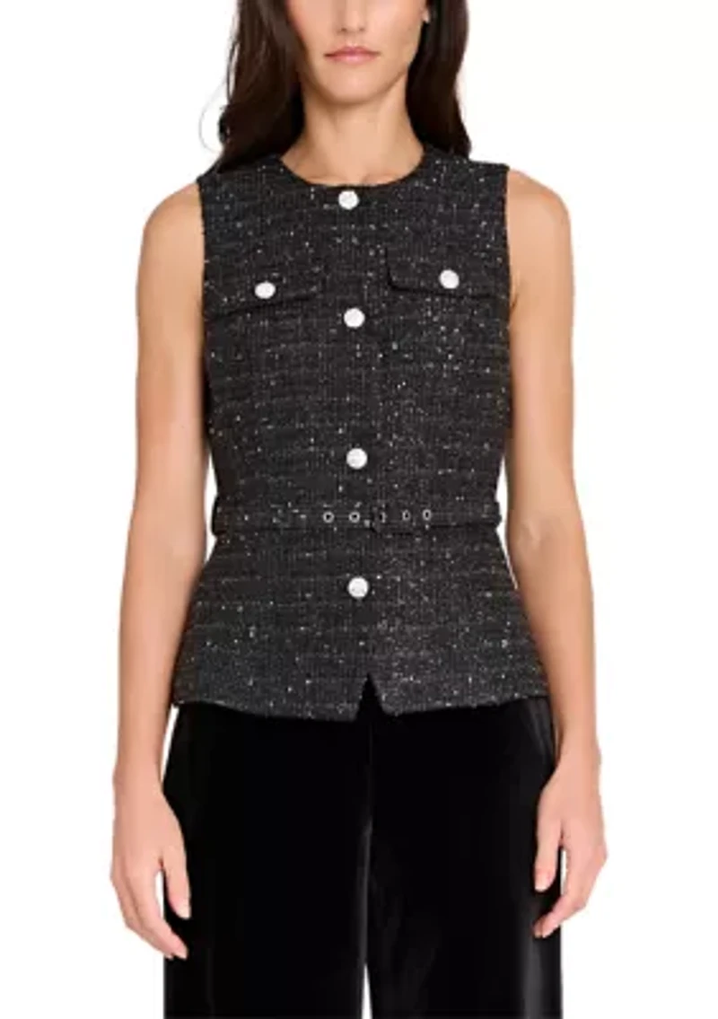 Women's Double Pocket Bouclé  Vest