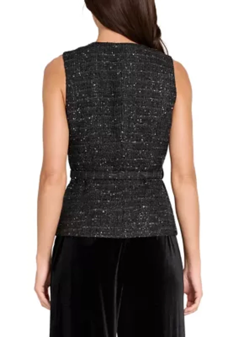 Women's Double Pocket Bouclé  Vest