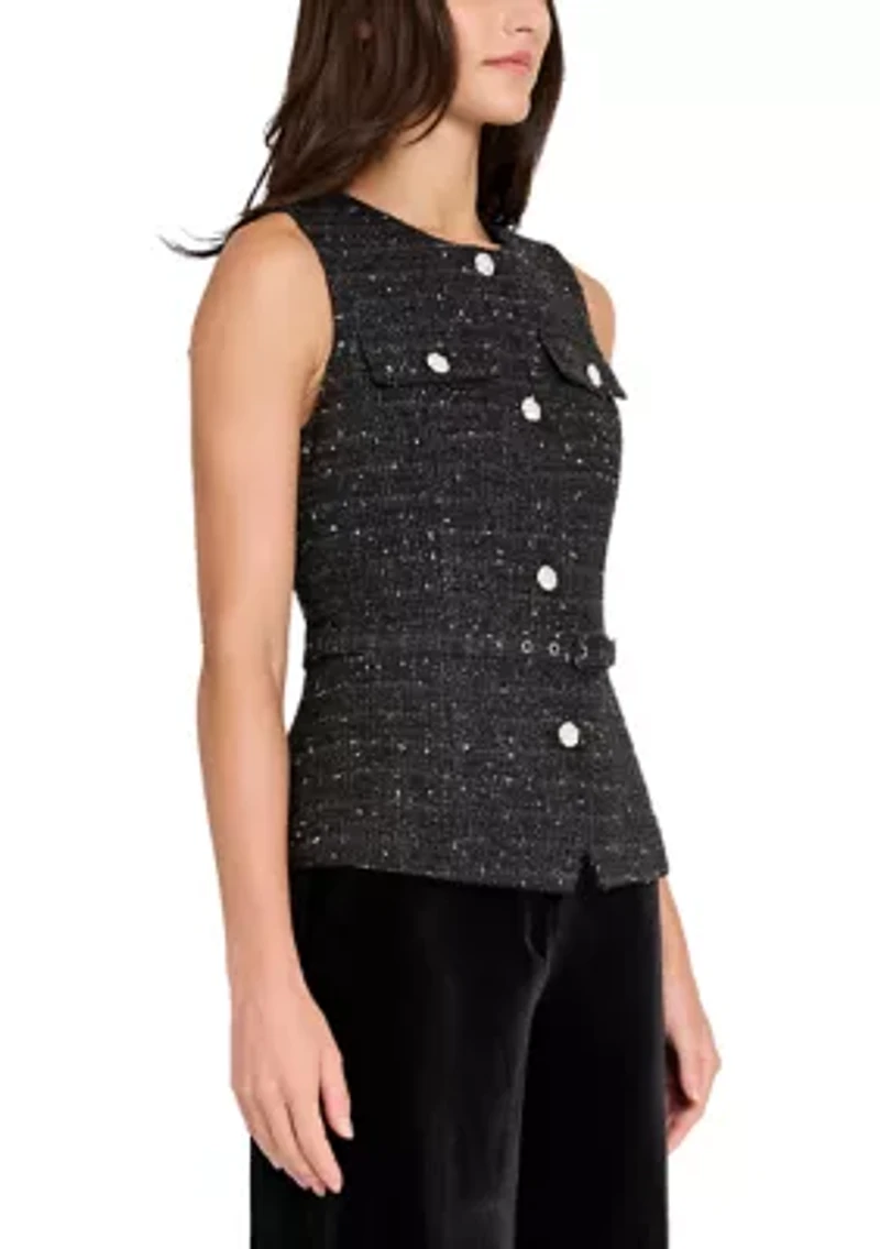 Women's Double Pocket Bouclé  Vest