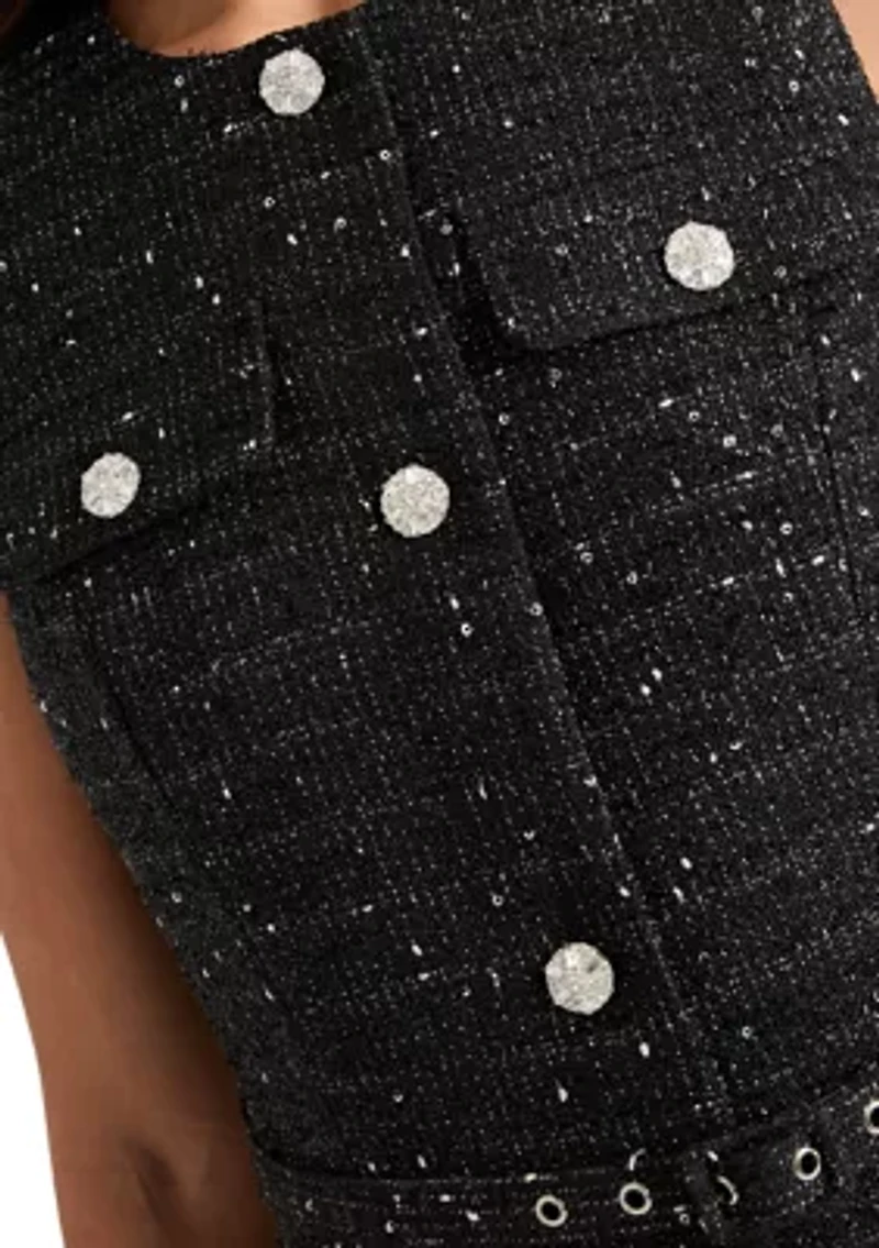 Women's Double Pocket Bouclé  Vest