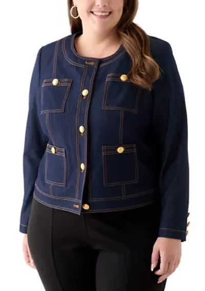 Plus Cropped Denim Jacket