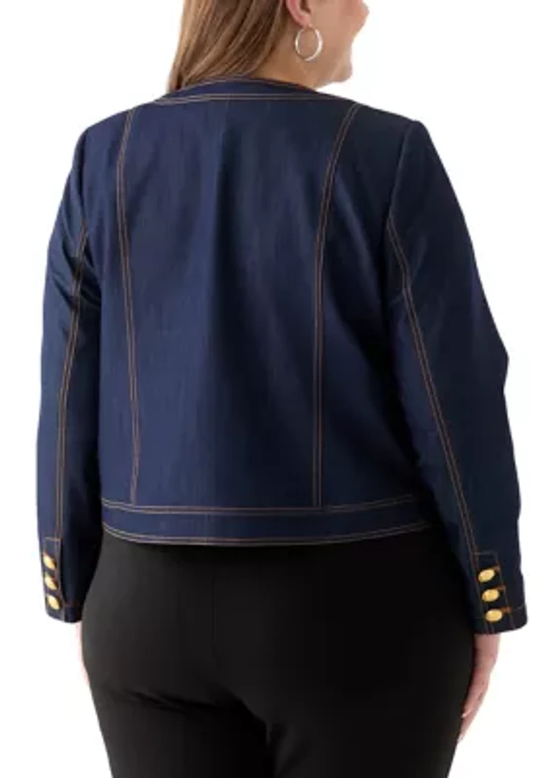 Plus Cropped Denim Jacket