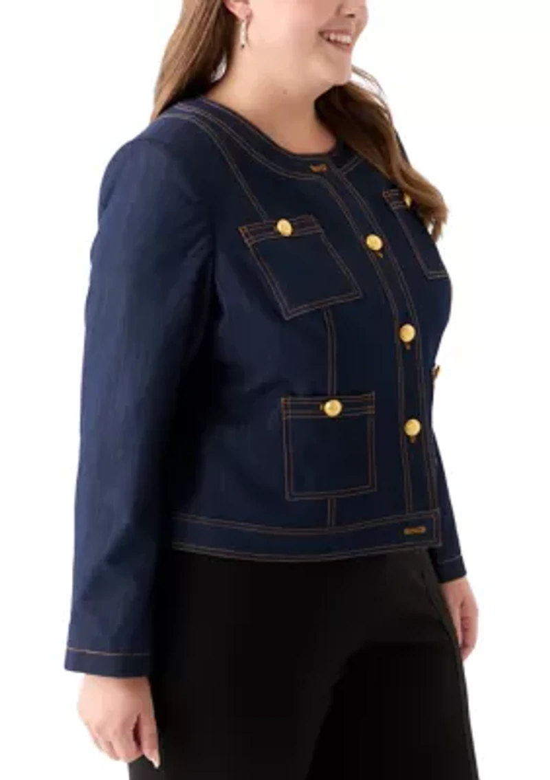 Plus Cropped Denim Jacket