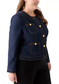 Plus Cropped Denim Jacket
