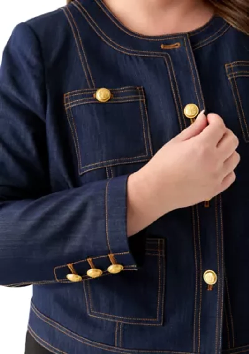 Plus Cropped Denim Jacket