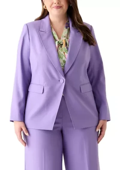 Plus Crepe Single Button Jacket