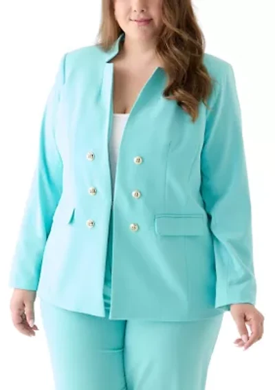 Plus Bi Stretch Faux Double Breasted Suit Separate Jacket