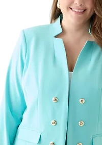 Plus Bi Stretch Faux Double Breasted Suit Separate Jacket