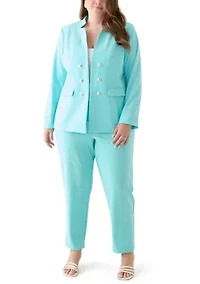 Plus Bi Stretch Faux Double Breasted Suit Separate Jacket