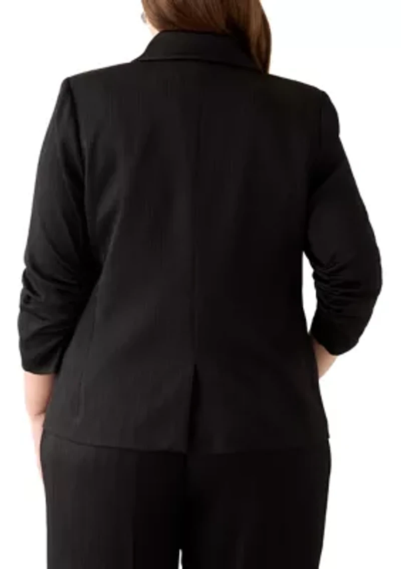 Plus Crinkle Satin Faux Double Breasted Jacket