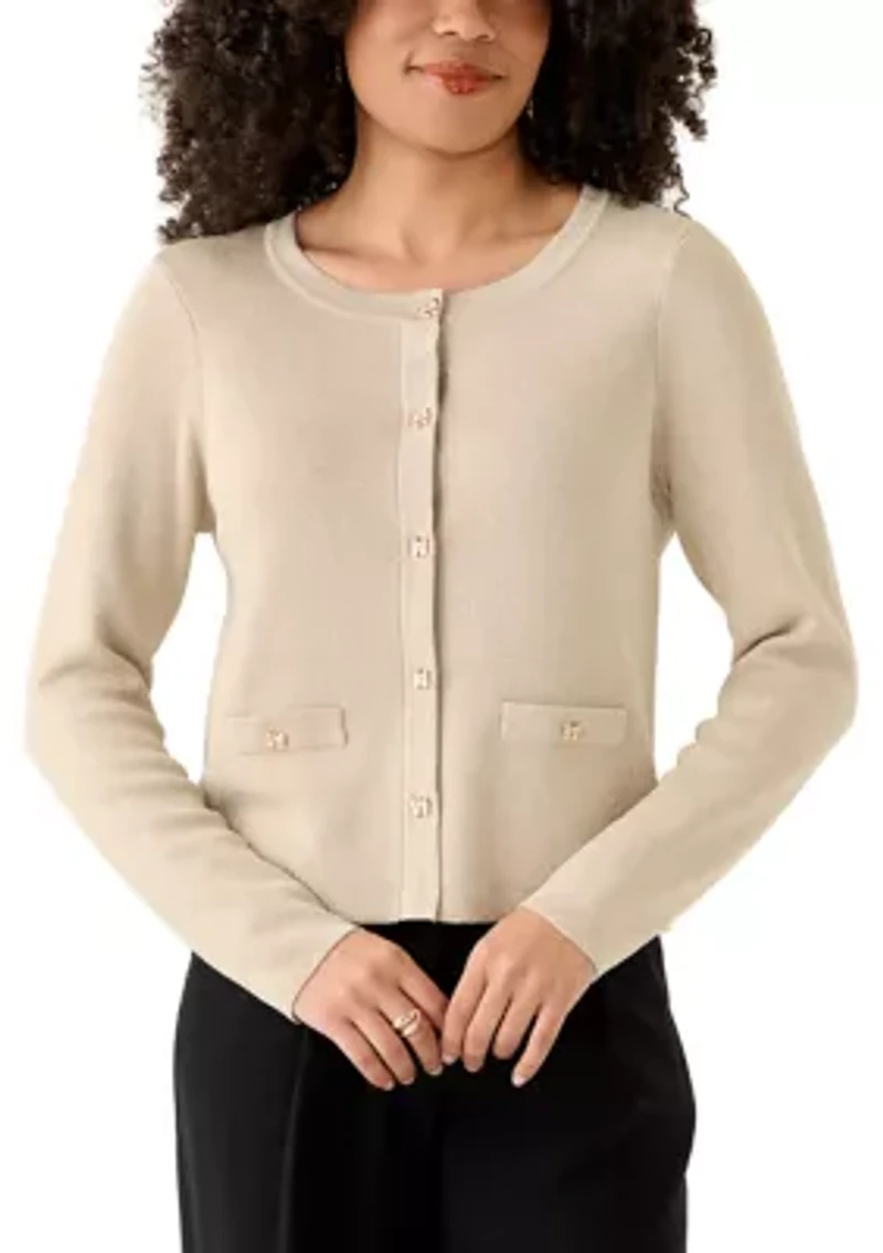 Women's Long Sleeve Button Front Metallic Jacket