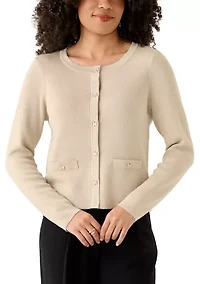 Women's Long Sleeve Button Front Metallic Jacket