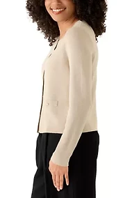 Women's Long Sleeve Button Front Metallic Jacket