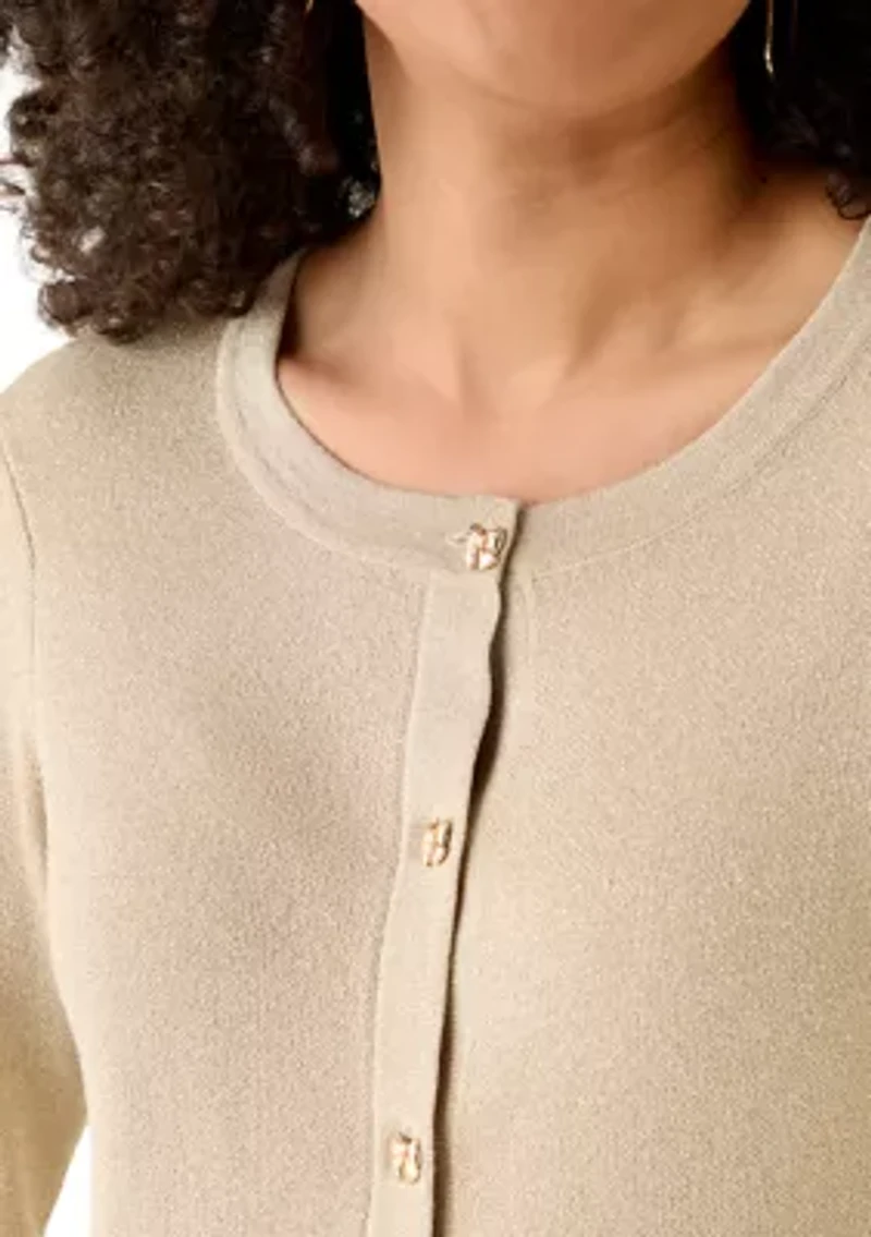 Women's Long Sleeve Button Front Metallic Jacket