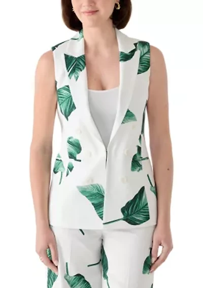 Women's Palm Print Double Breasted Collar Vest