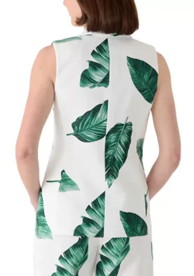 Women's Palm Print Double Breasted Collar Vest