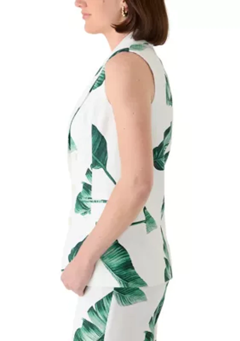 Women's Palm Print Double Breasted Collar Vest