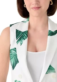 Women's Palm Print Double Breasted Collar Vest