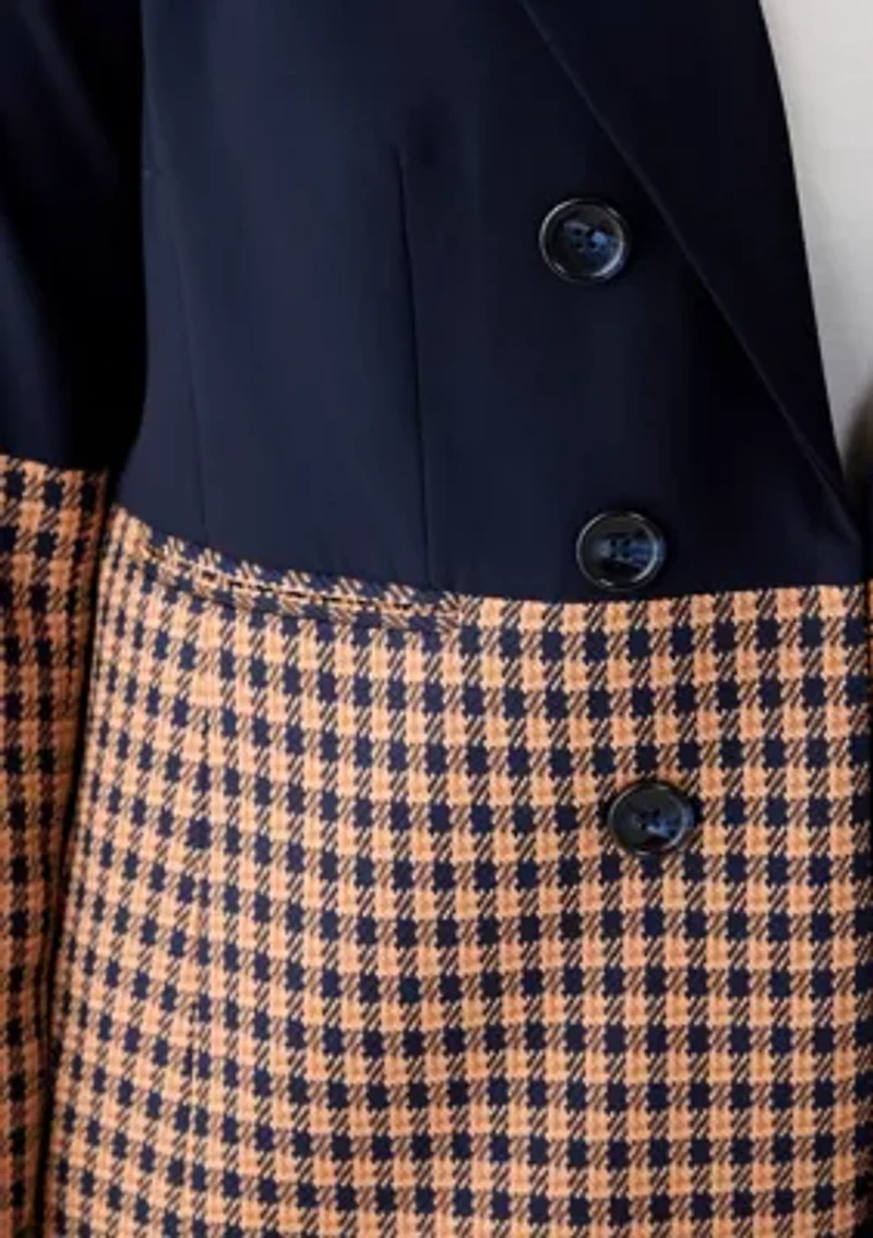 Plus Checkered Color Block Blazer