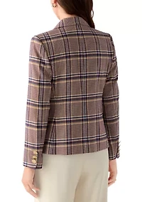 Women's Faux Double Breasted Plaid Jacket