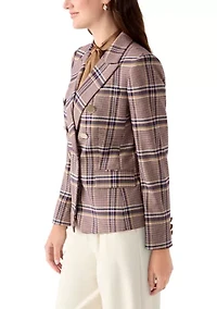 Women's Faux Double Breasted Plaid Jacket