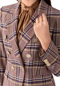 Women's Faux Double Breasted Plaid Jacket