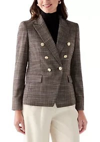 Women's Faux Double Breasted Plaid Jacket