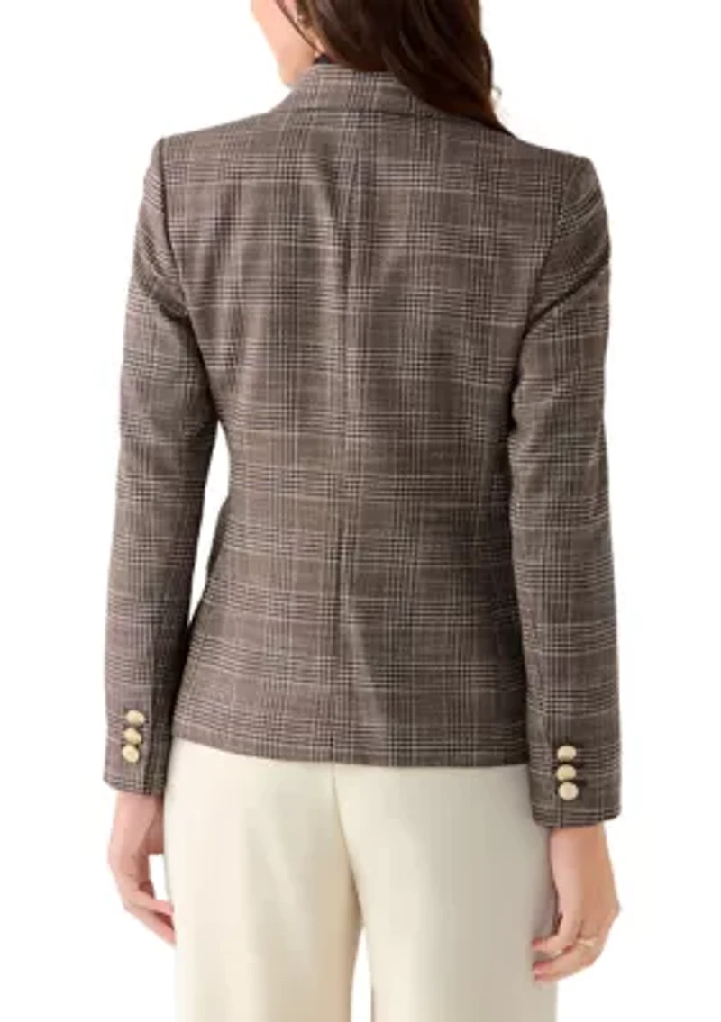 Women's Faux Double Breasted Plaid Jacket