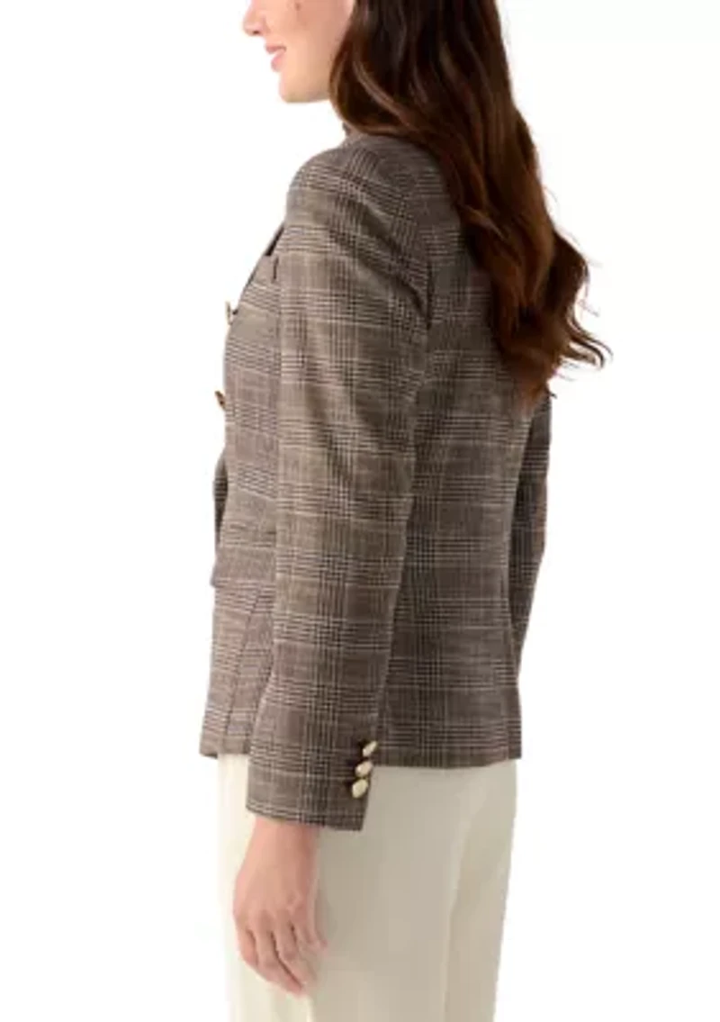 Women's Faux Double Breasted Plaid Jacket