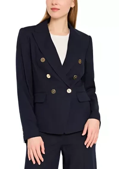 Women's Double Notch Collared Linen Blazer
