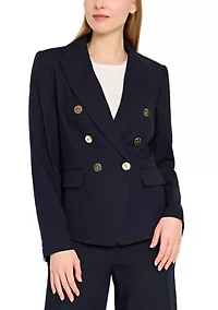 Women's Double Notch Collared Linen Blazer