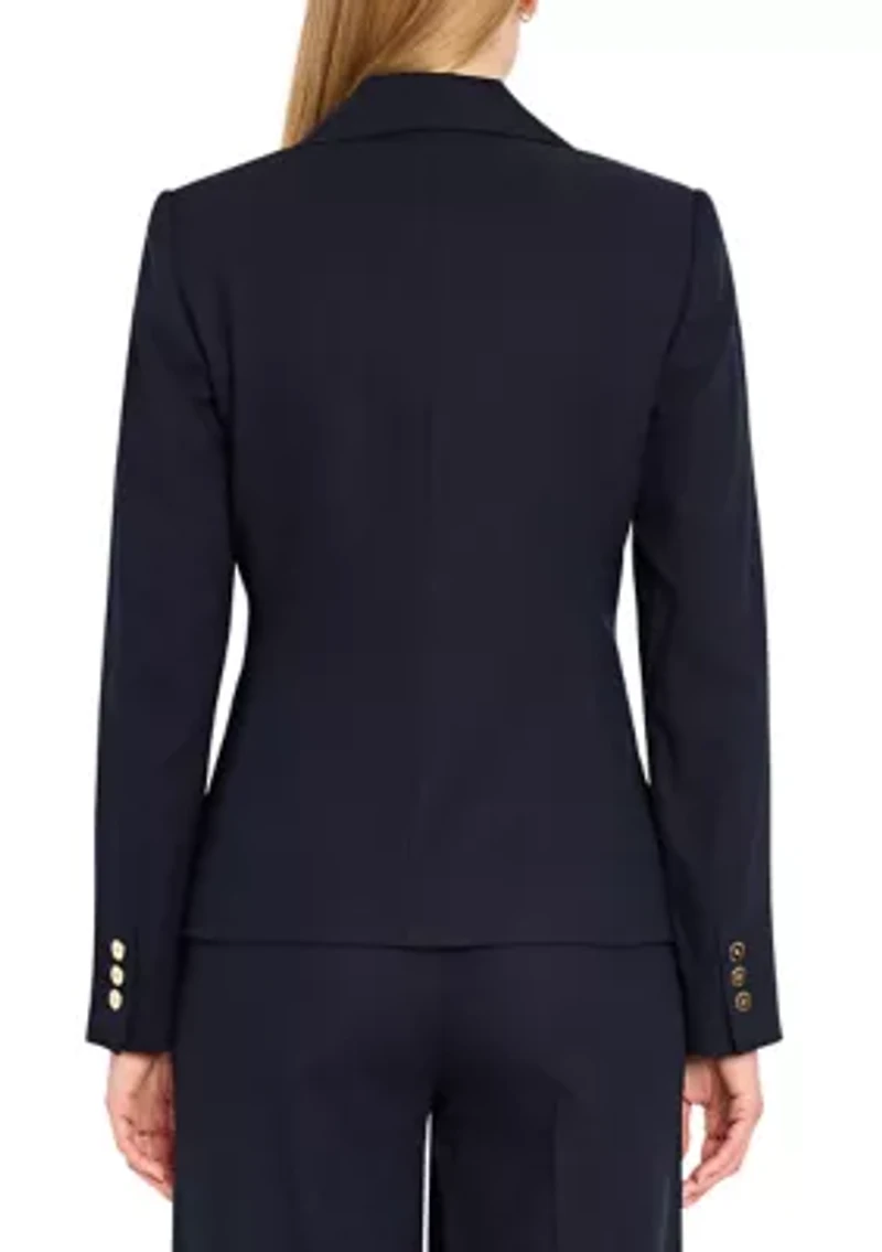 Women's Double Notch Collared Linen Blazer