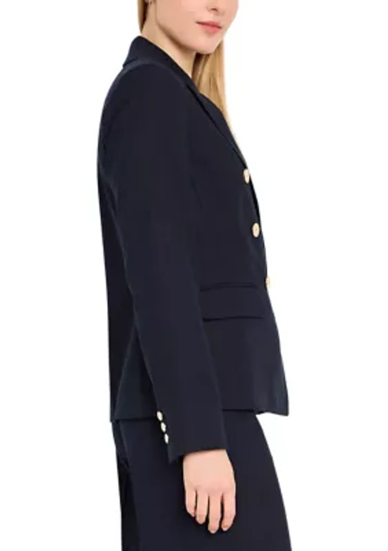Women's Double Notch Collared Linen Blazer