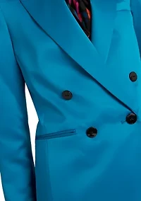 Women's Notch Collar Multi Button Satin Blazer