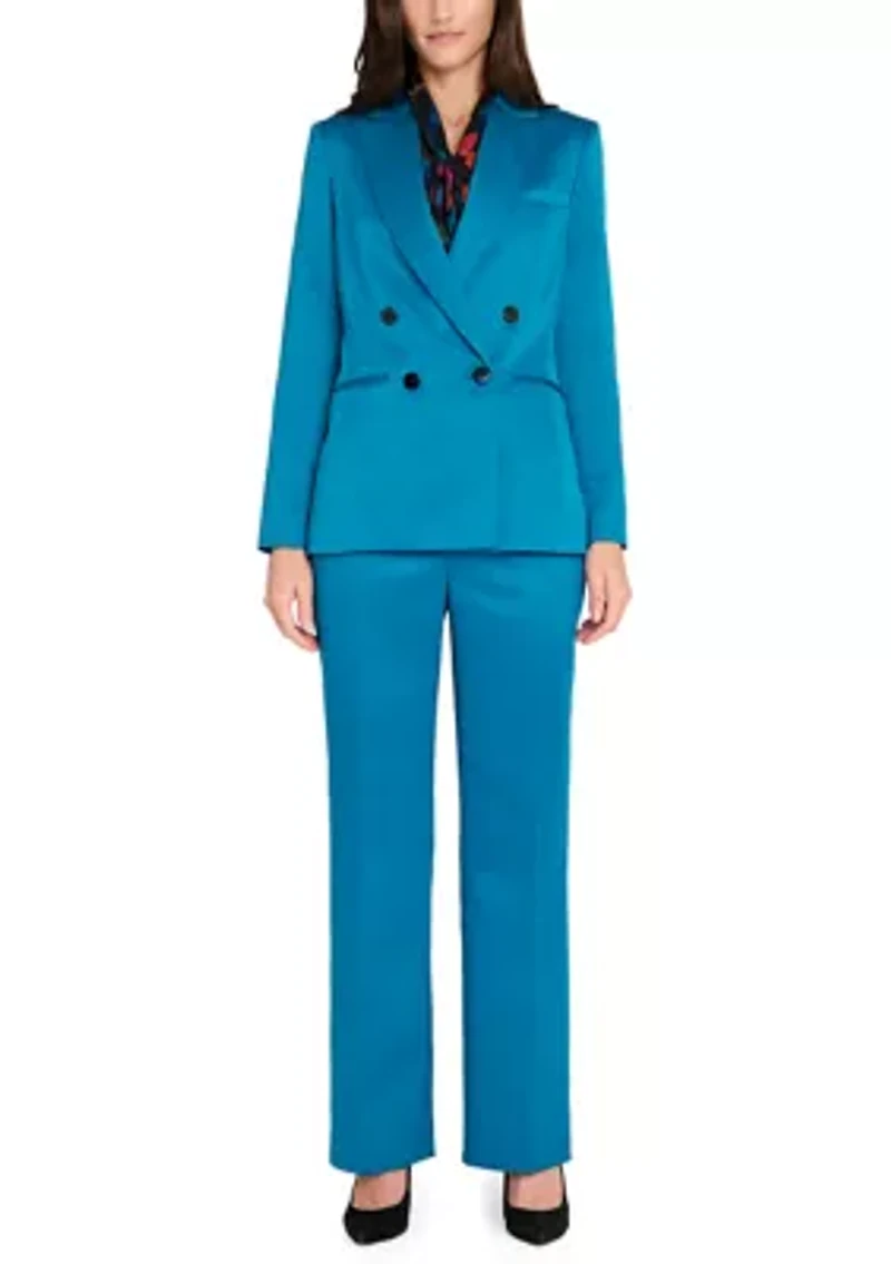 Women's Notch Collar Multi Button Satin Blazer