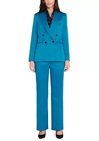 Women's Notch Collar Multi Button Satin Blazer