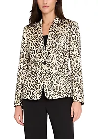 Women's Single Button Notch Collar Jacquard Blazer