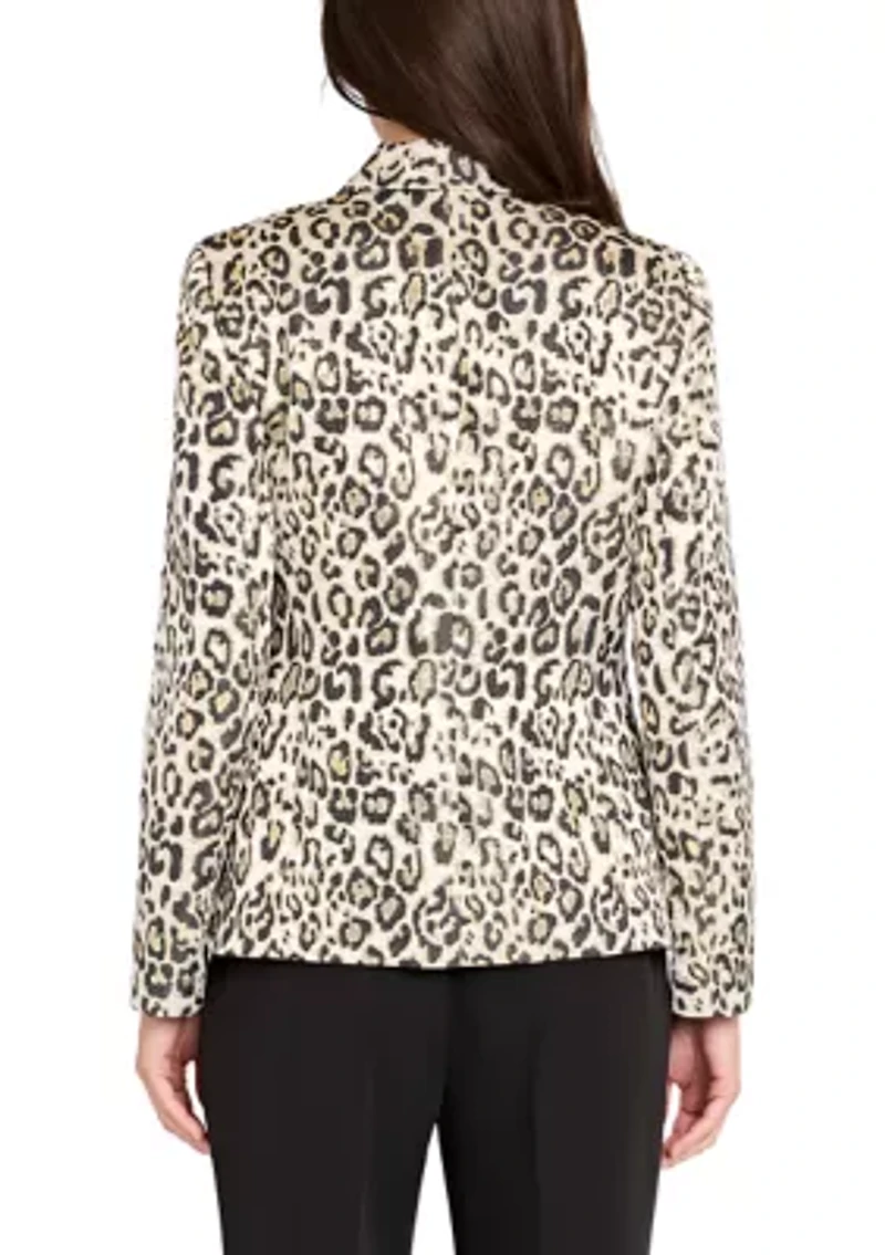 Women's Single Button Notch Collar Jacquard Blazer