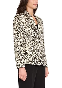 Women's Single Button Notch Collar Jacquard Blazer
