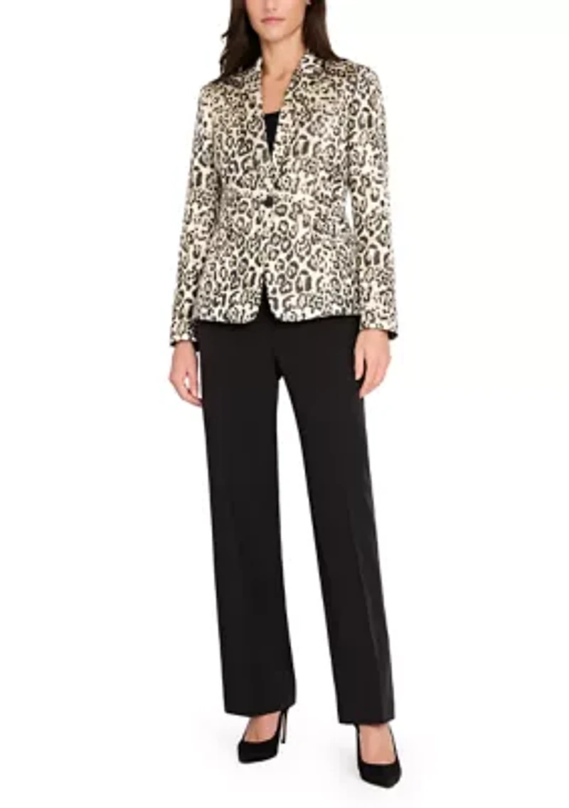 Women's Single Button Notch Collar Jacquard Blazer