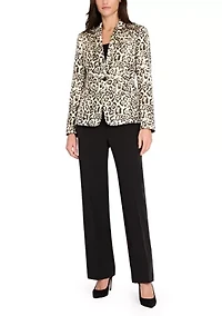 Women's Single Button Notch Collar Jacquard Blazer
