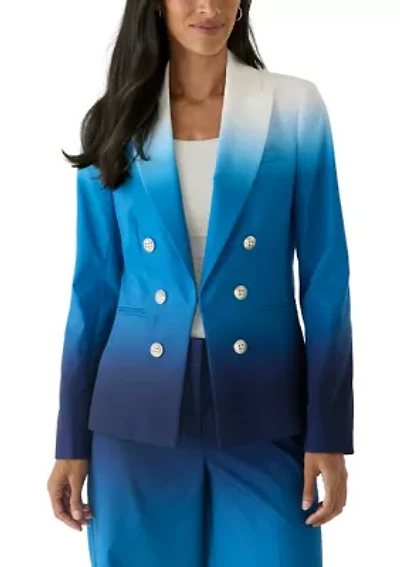 Women's Ombré Double Breasted Notch Collar Blazer
