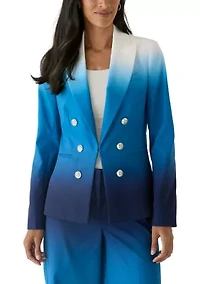 Women's Ombré Double Breasted Notch Collar Blazer